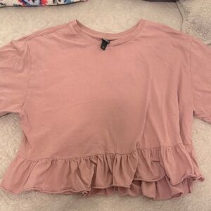 Wild Fable Mauve Ruffle Hem Tee